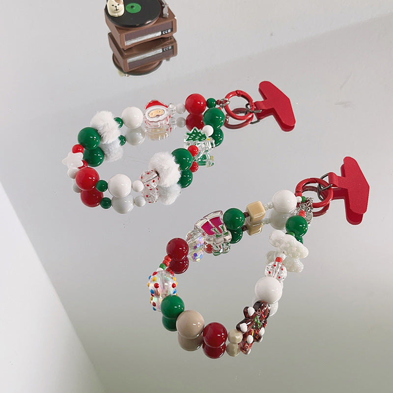 Whimsical Holiday-Themed Beaded Charm Keychain Stornfield