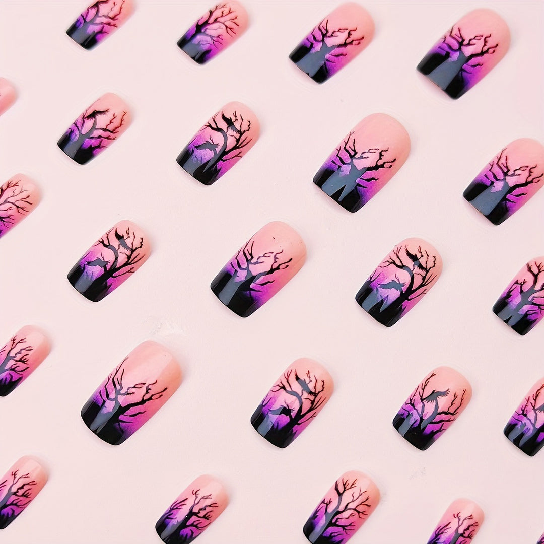 Creative nail art with mystical autumn forest design Stornfield