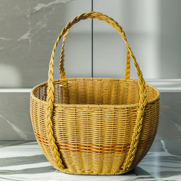 Ladies Handwoven Rattan Basket with Double Handle Stornfield