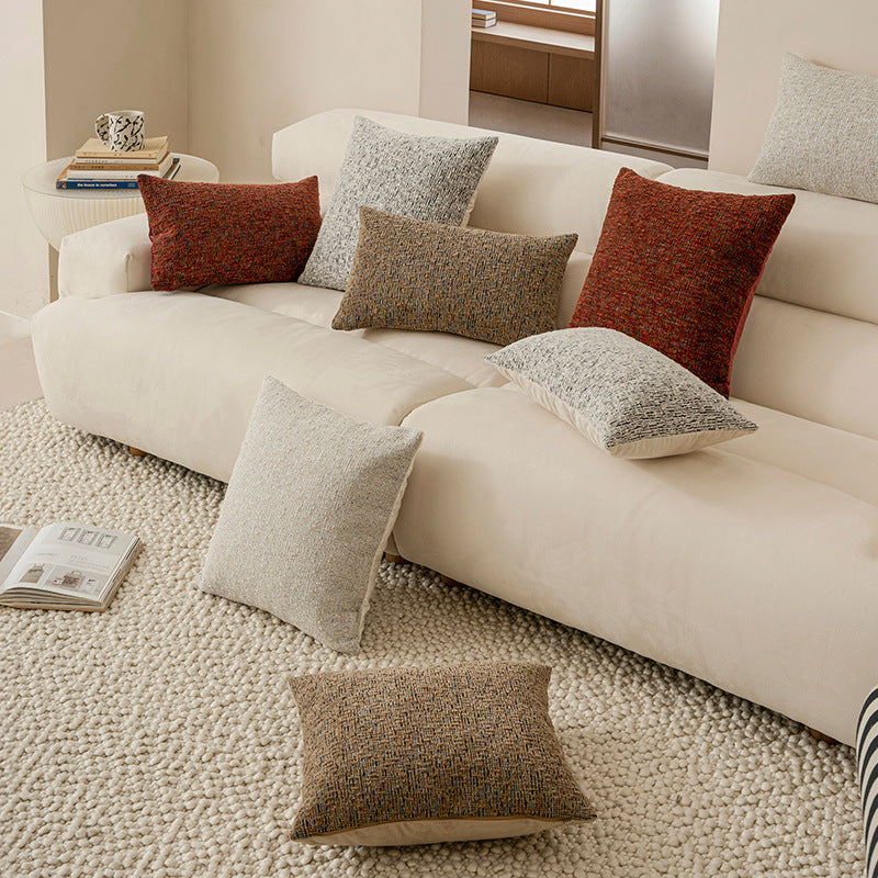 Rectangular chenille decorative cushion with textured surface