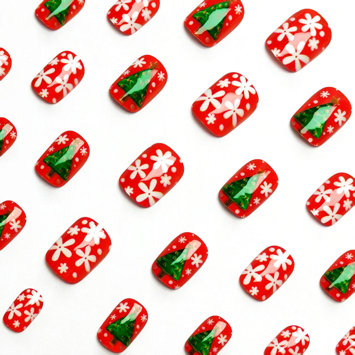 Artificial nails with festive Christmas tree design Stornfield