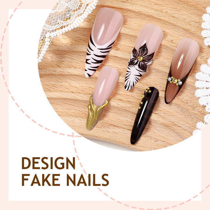 Acrylic nail set with elegant floral design and spectacular glitter accents Stornfield