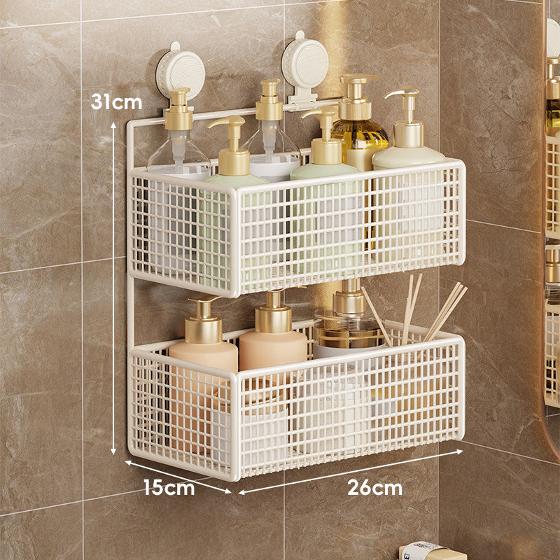 Suction-Mounted Double Mesh Shower Caddy Organizer