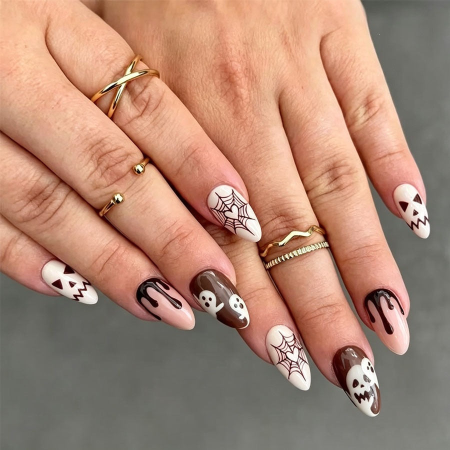 Creative Acrylic Nail Set with Halloween Motifs Stornfield