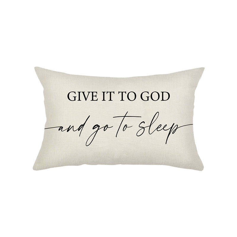 Hand-Lettered Script Lumbar Pillow Cover Linen-Blend with Heart Motif