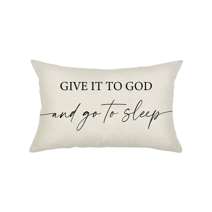 Hand-Lettered Script Lumbar Pillow Cover Linen-Blend with Heart Motif
