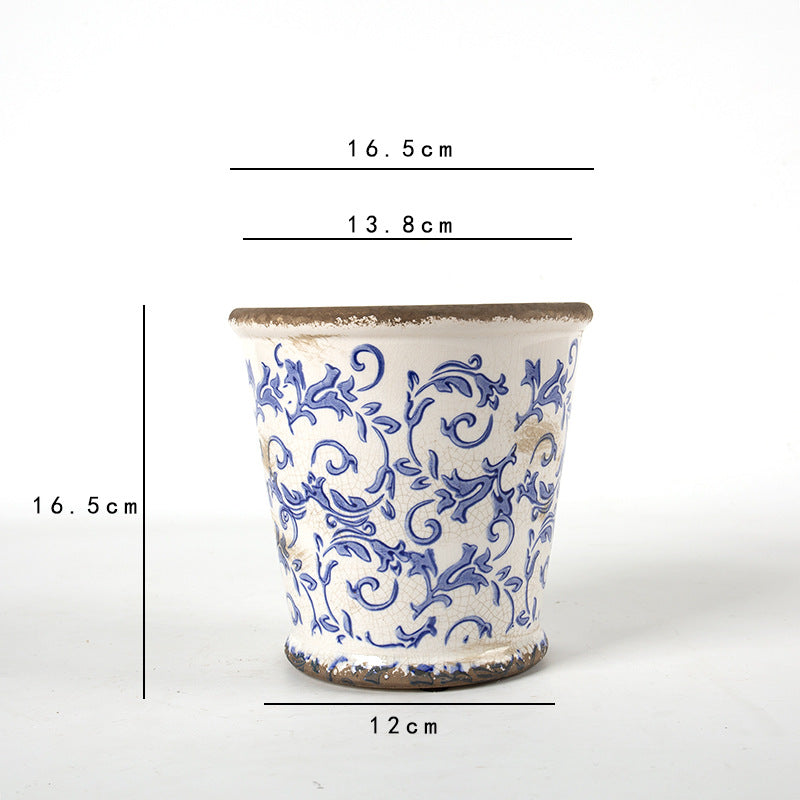 Decorative ceramic flower pot with floral design Stornfield