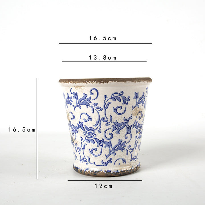 Decorative ceramic flower pot with floral design Stornfield