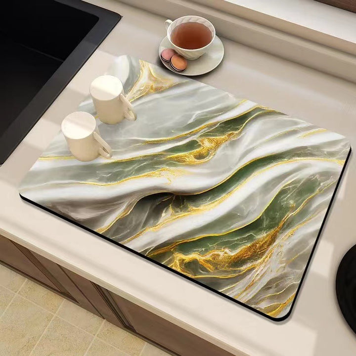 Marble-Inspired Kitchen Counter Mat Stornfield