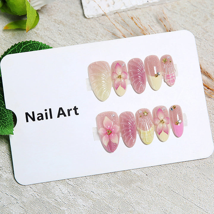 Artificial nail set with floral 3D decorations Stornfield