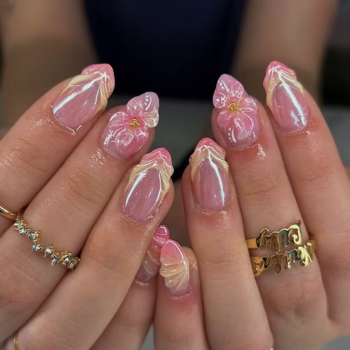 Elegant Floral Press-On Nail Art Set Stornfield