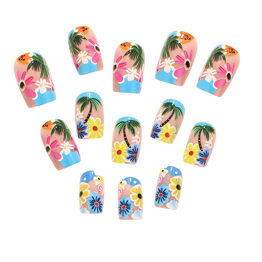 Artificial nails in tropical flower design Stornfield