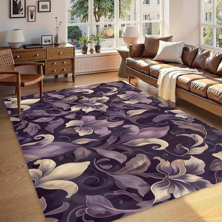 Abstract Leaf Print Area Rug