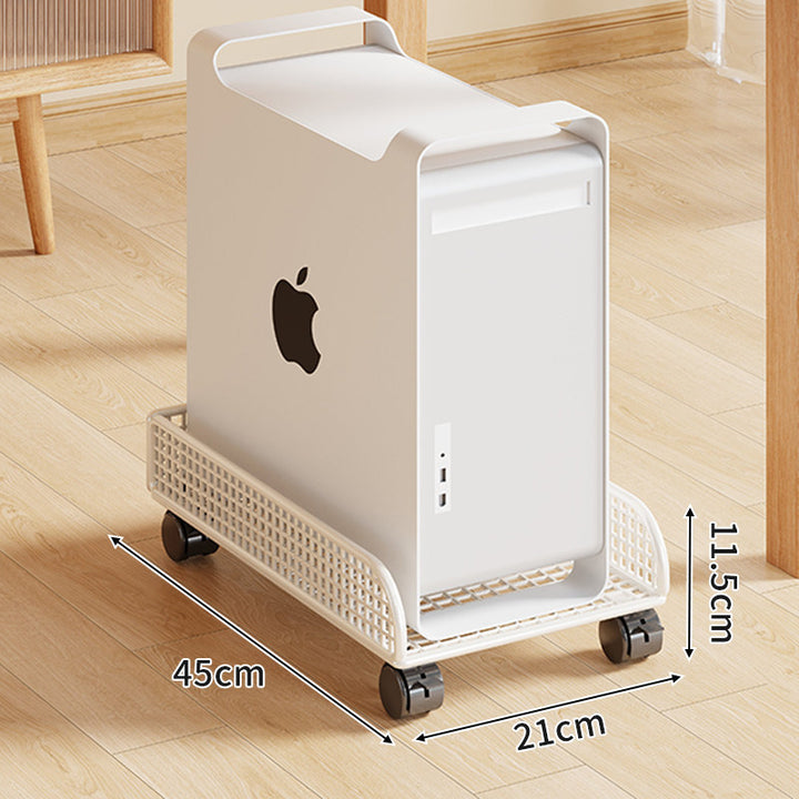 Under-Desk Rolling PC Tower Stand with Mesh Tray and Locking Casters