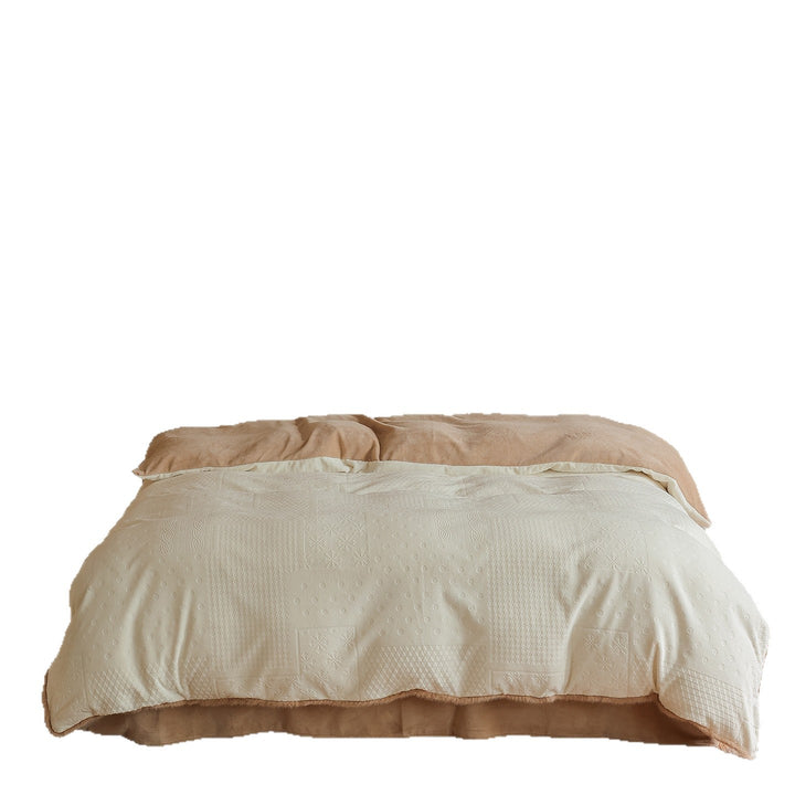 Breathable Jacquard Cotton Duvet Cover Set with Plush Velvet Reverse and Euro Shams