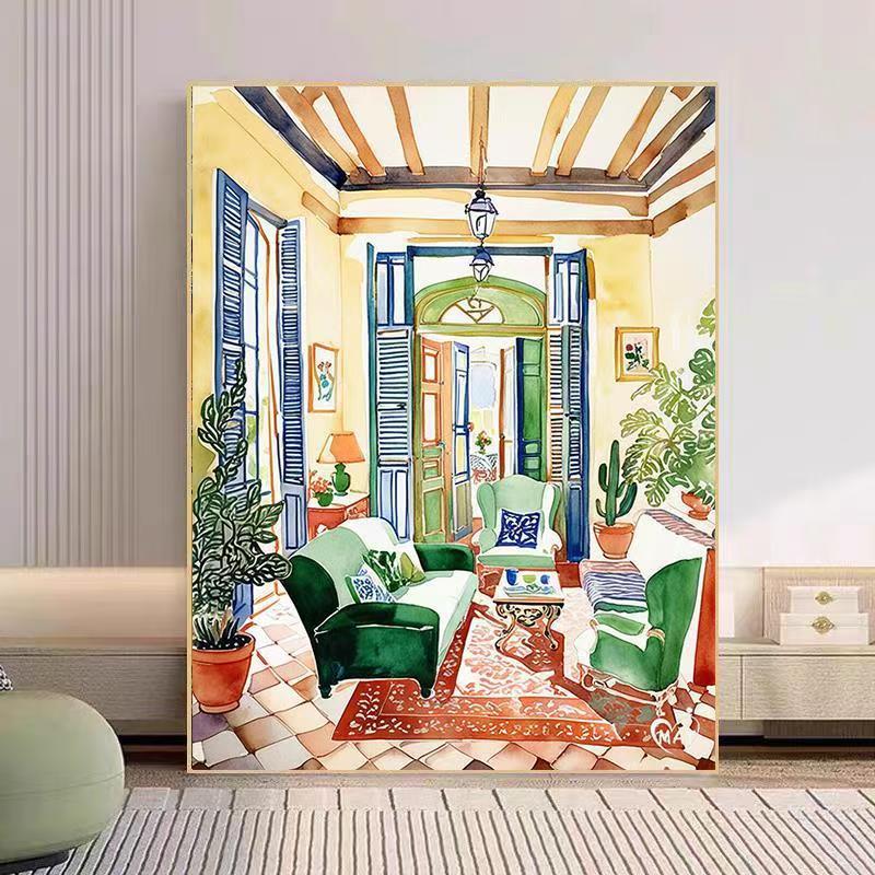 Cozy Living Room Watercolor Art Print Stornfield