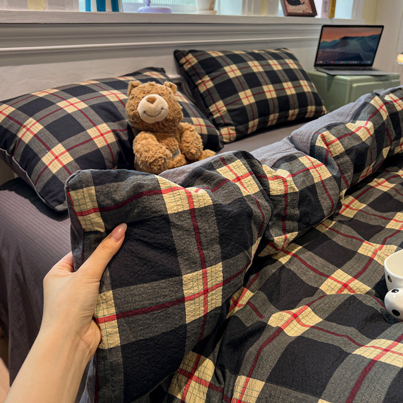 Cozy Plaid Cotton Bedding Set