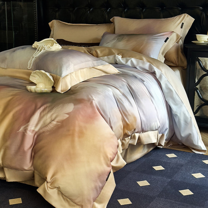Silky Sateen Botanical Toile Duvet Cover Bedding Set