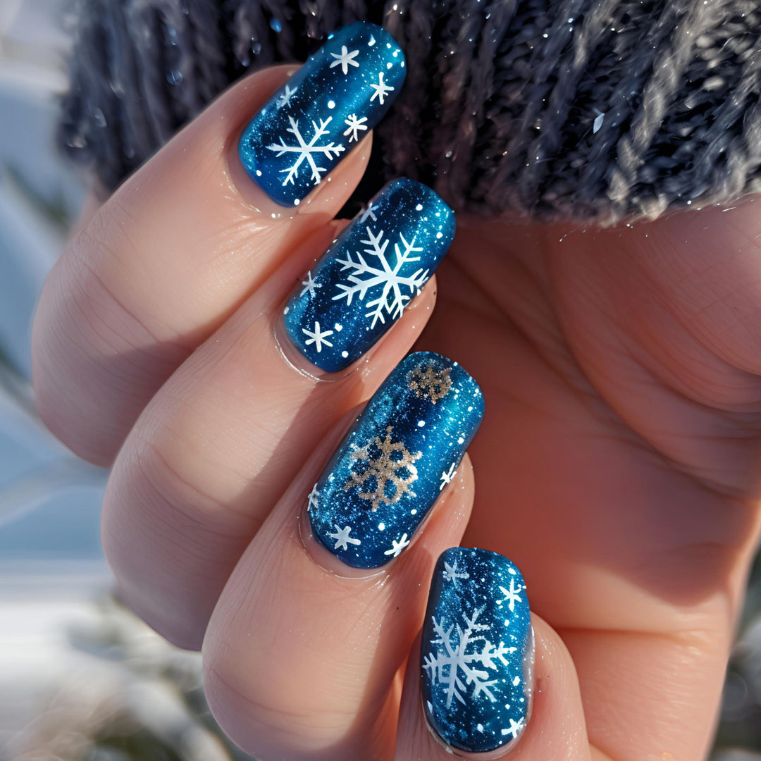 Artificial nails with shimmering winter design Stornfield
