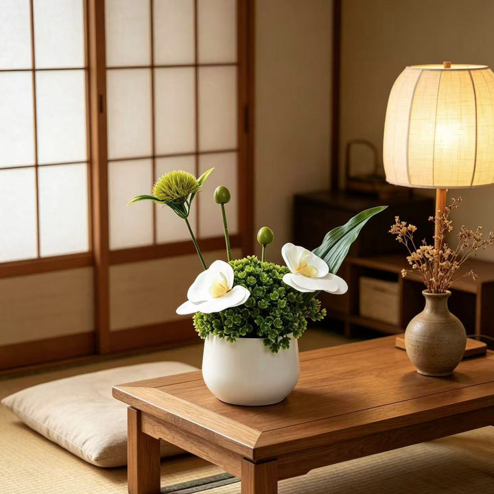 Elegant Faux Orchid Floral Arrangement for Home Decor