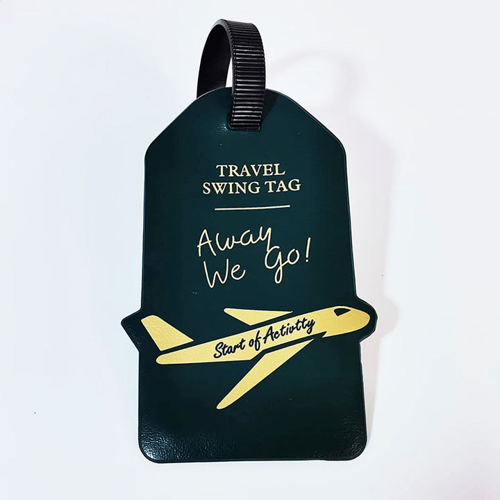 premium travel luggage tag with embossed airplane motif Stornfield