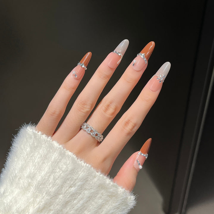 Glamorous Crystal-Embellished Press-On Nail Design Stornfield