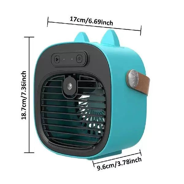 Unisex one size compact USB rechargeable personal mist cooler with adjustable grid air humidifier and leather carrying strap Stornfield