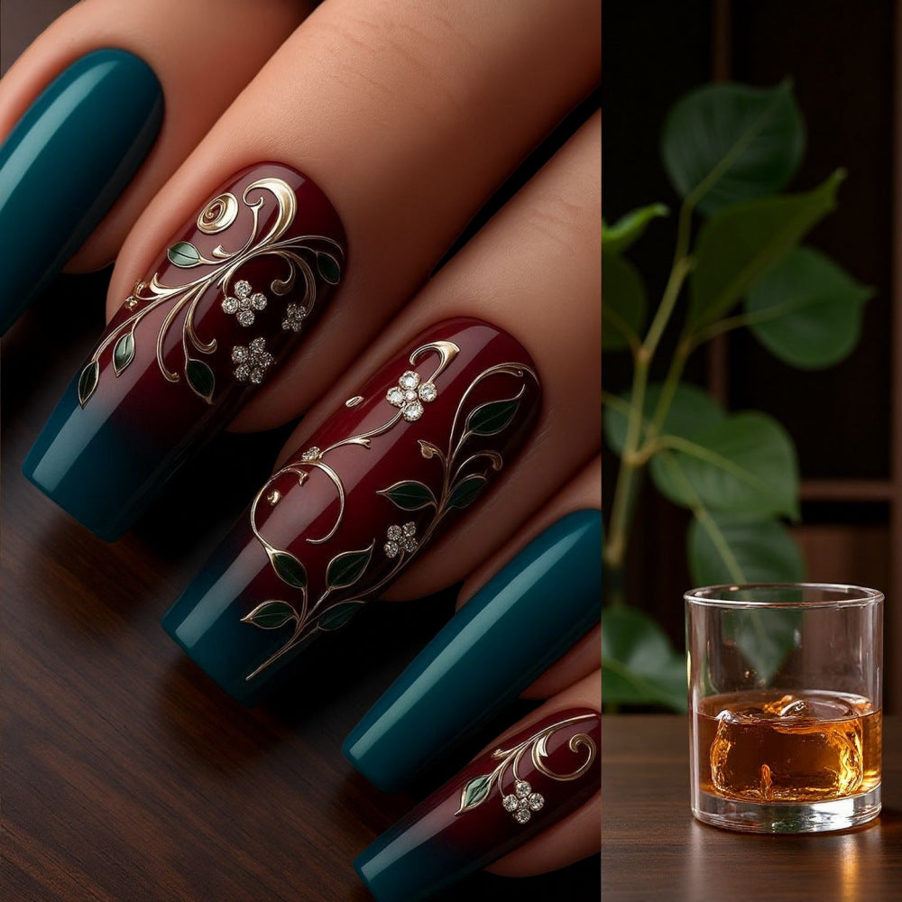 Artificial nails with elegant floral design Stornfield