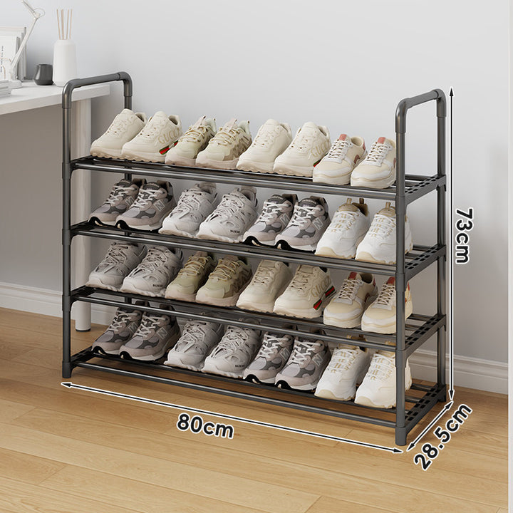 Tall Multi-Tier Metal Shoe Storage Rack with Adjustable Slatted Shelves
