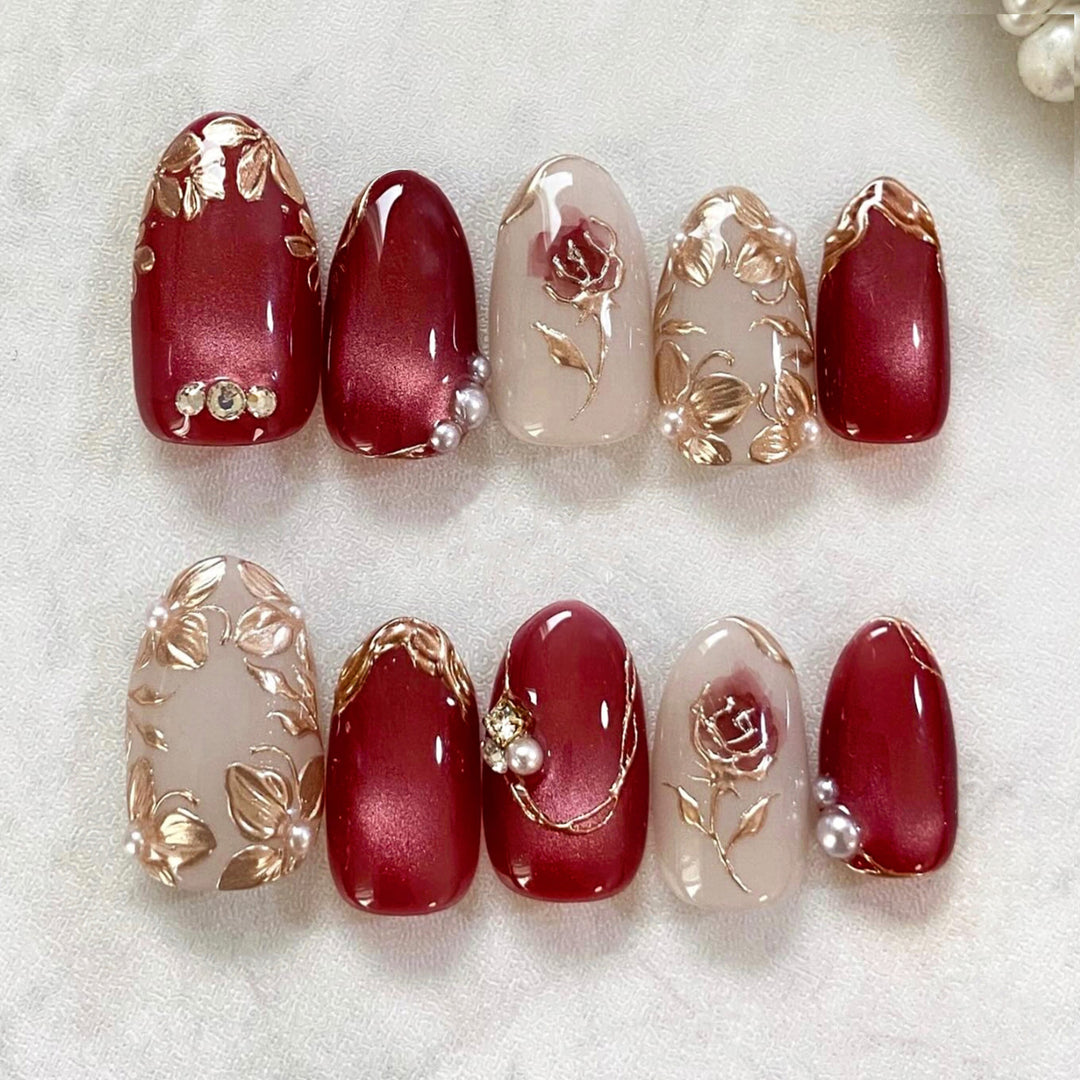 Exquisite Floral Press-On Nail Art Set