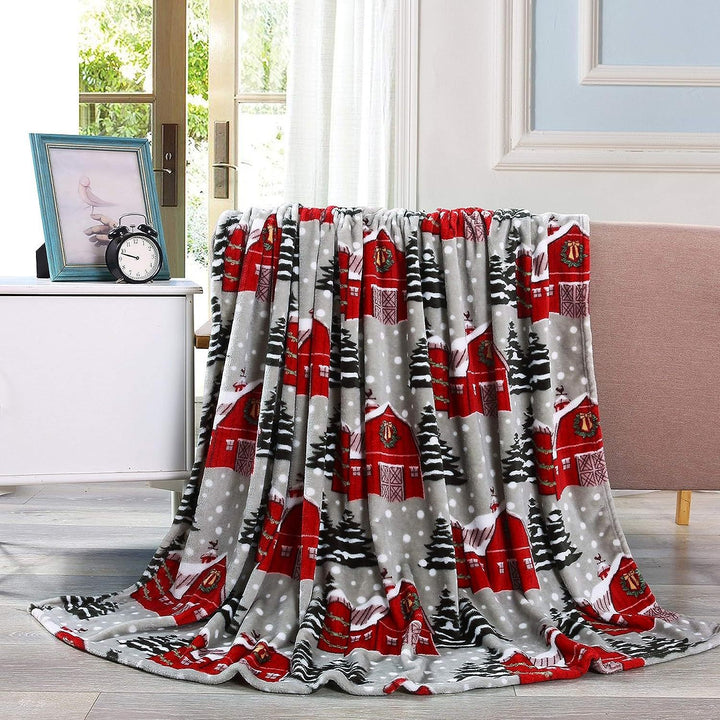 Festive Holiday-Themed Plush Throw Blanket