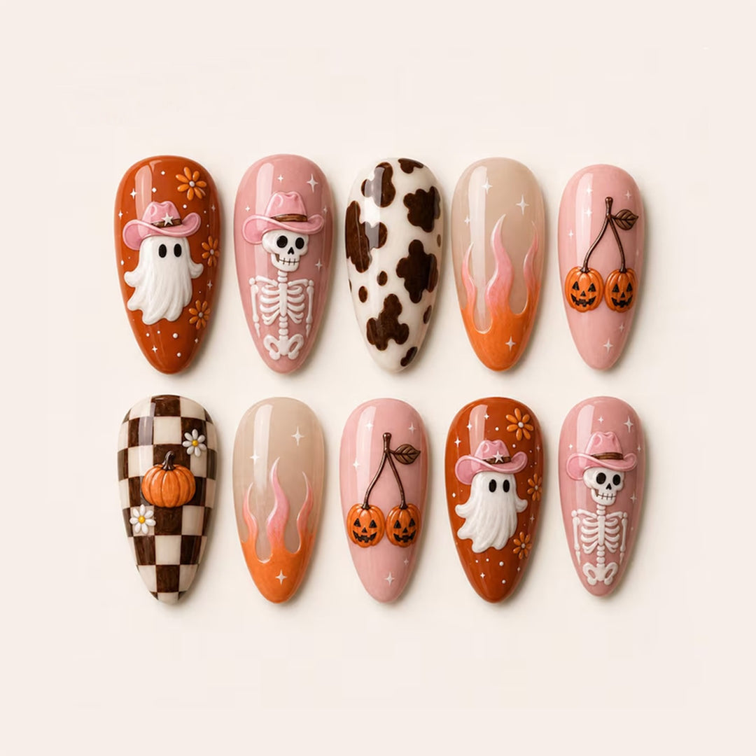 Creative Halloween Nail Art Set with Playful Designs Stornfield