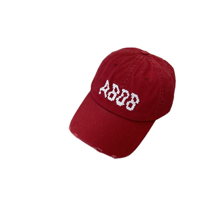 Women's Distressed Cotton Baseball Cap with Graphic Detailing Stornfield