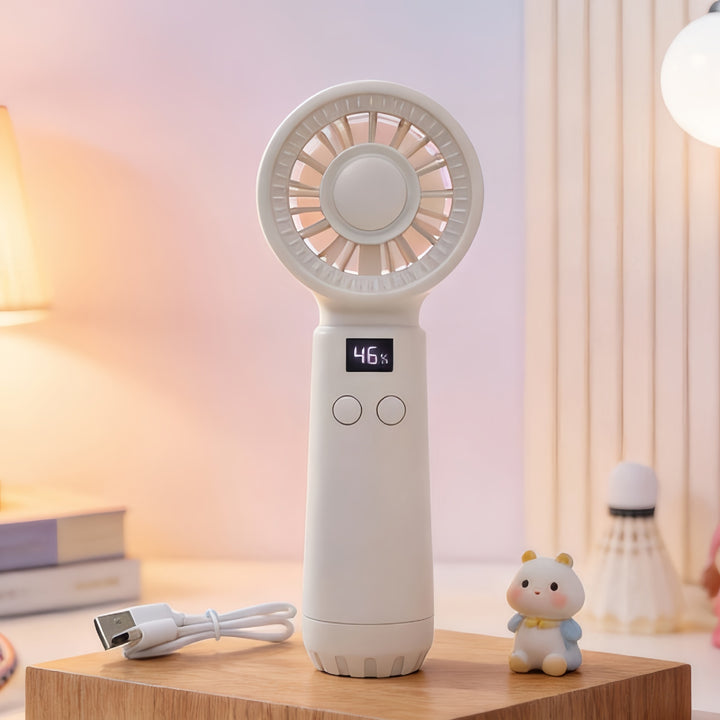 Cooling portable rechargeable bladeless handheld fan with LED speed display and USB charging Stornfield