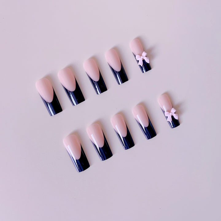 Artful Nail Extensions with Bow Design Stornfield