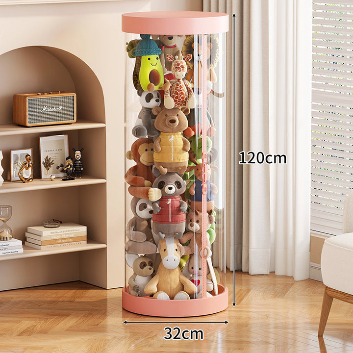 Tall Transparent Cylindrical Plush Toy Display & Storage Tower