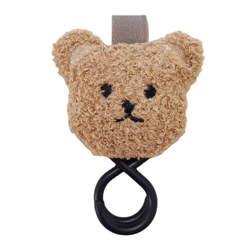 Plush Bear Stroller Hook and Clip Keychain Accessory