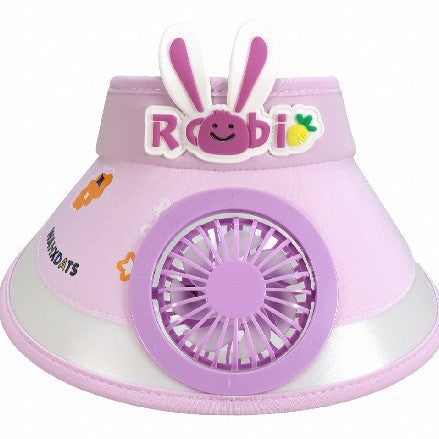 Sun protection with integrated battery fan, adjustable chin strap and cute bunny design Stornfield