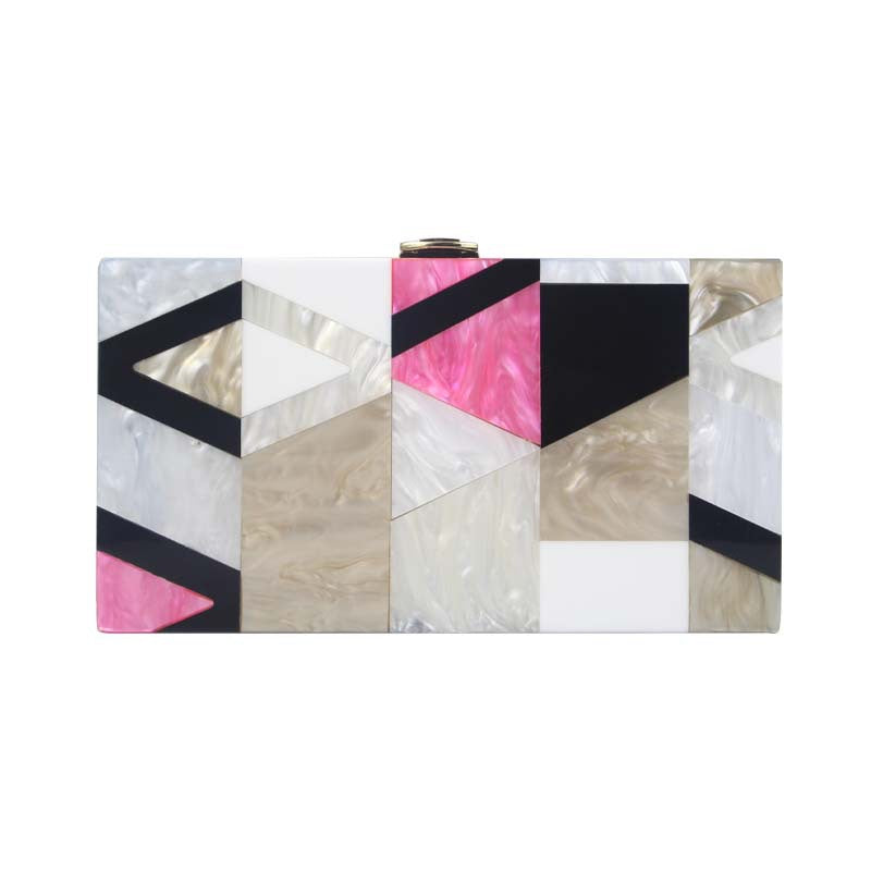 Geometric Pattern Acrylic Clutch