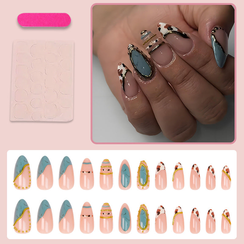 Artificial nail set with luxurious decorative elements and elegant designs Stornfield