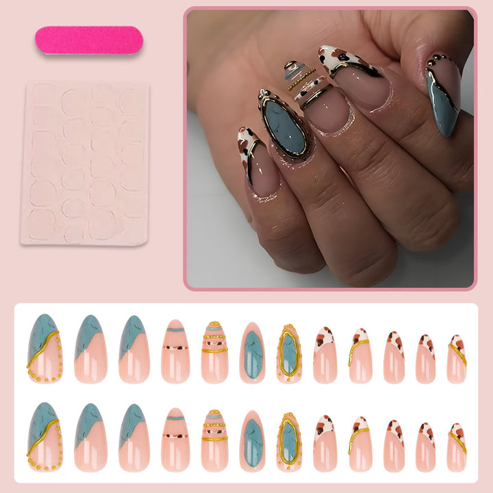 Artificial nail set with luxurious decorative elements and elegant designs Stornfield
