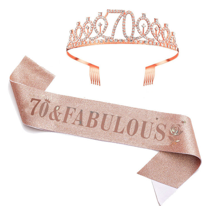 Women's Glittering Birthday Tiara Set with Sash Stornfield