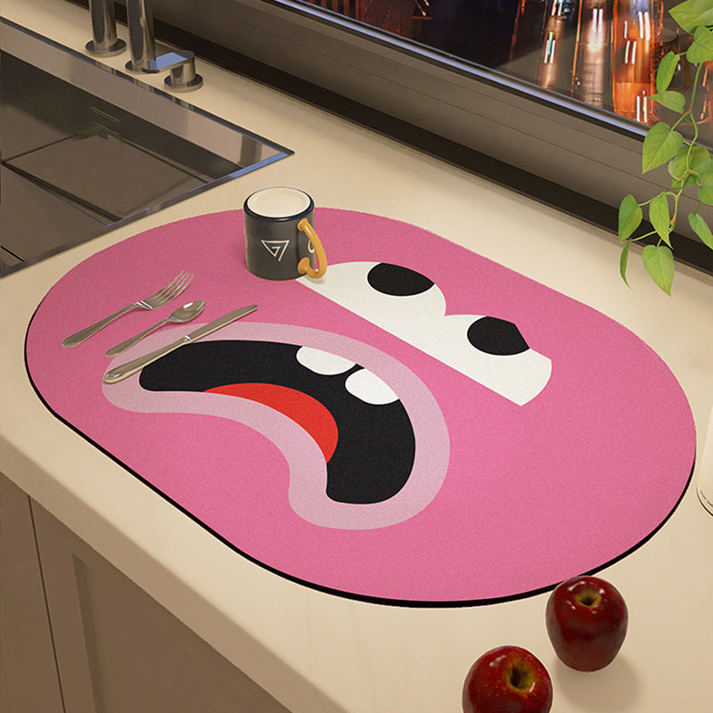 Playful Cartoon-Theme Kitchen Mat
