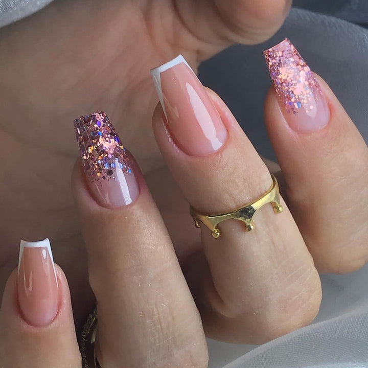 Glamorous glitter nails with elegant French tip design Stornfield