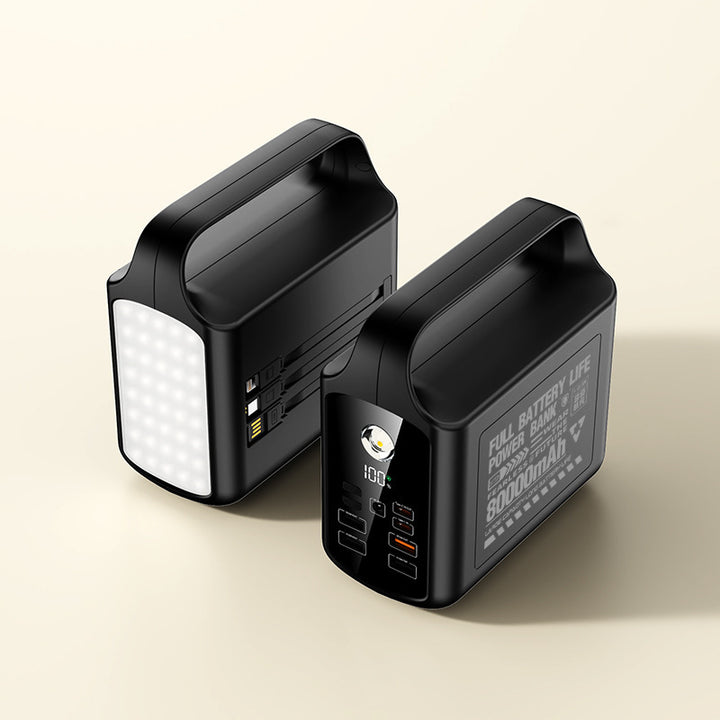 Portable power bank with integrated LED lighting and high capacity Stornfield