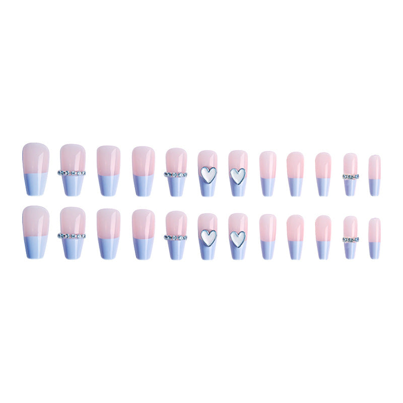 Artificial nails with romantic heart and glitter decorations Stornfield