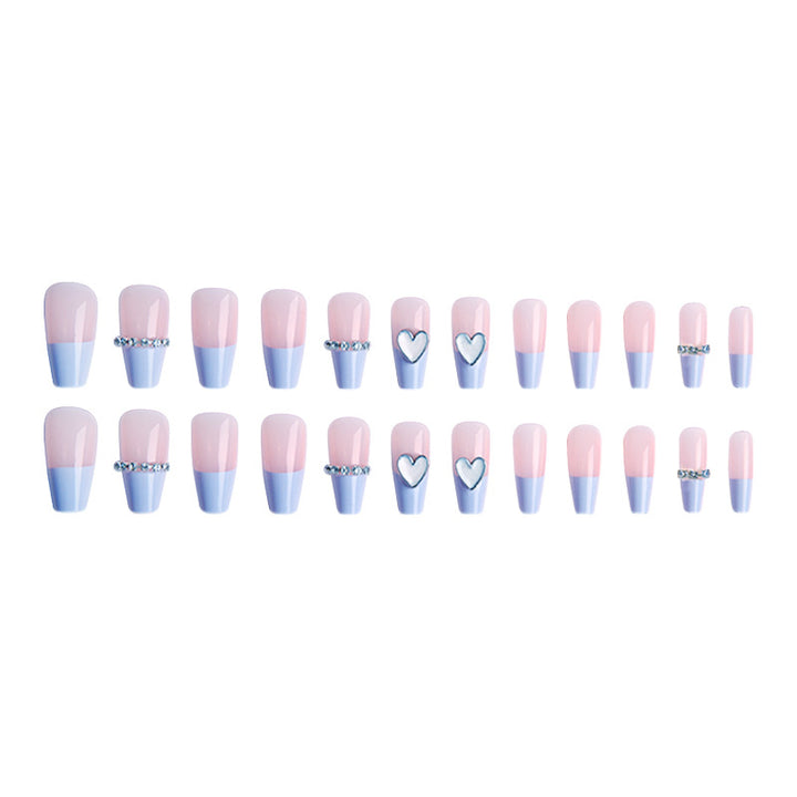 Artificial nails with romantic heart and glitter decorations Stornfield