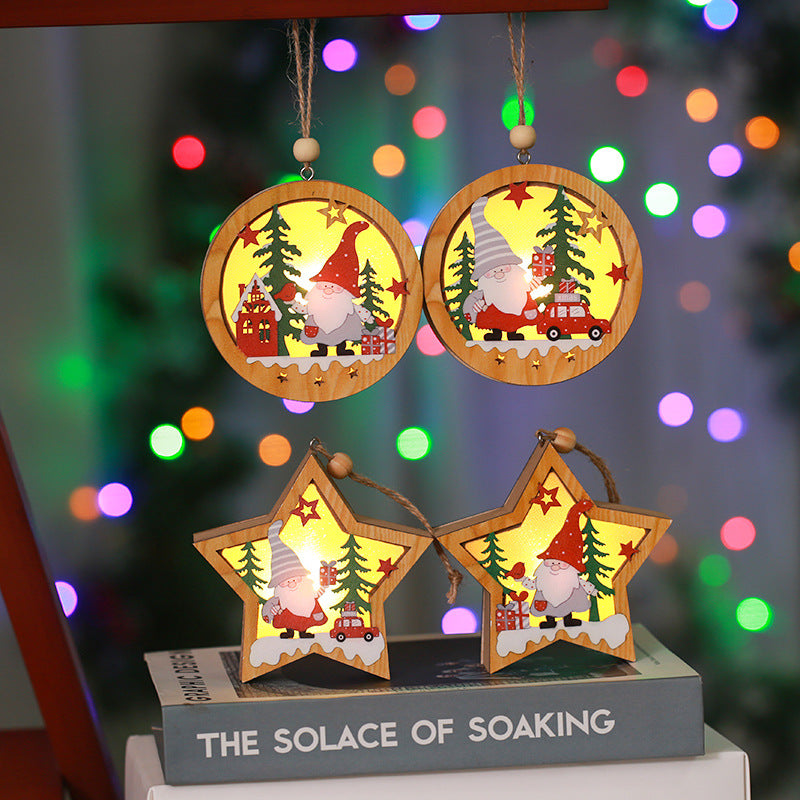 Decorative wooden star with Christmas motif Stornfield