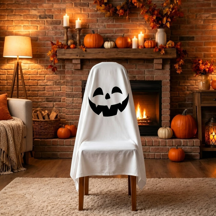 Ghost Throw Costume with Sewn-On Eyes and Bow Appliqué