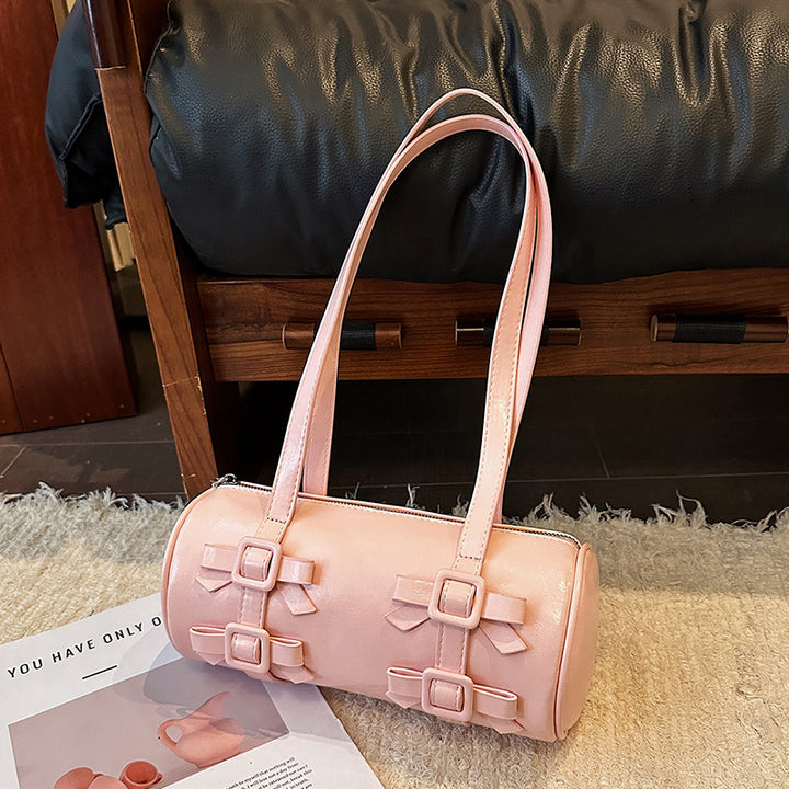 Bow-Accent Barrel Bag